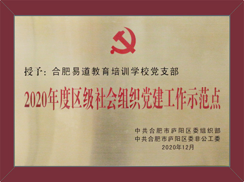 易道教育榮獲“2020年度區(qū)級(jí)社會(huì)組織黨建工作示范點(diǎn)”稱號(hào)